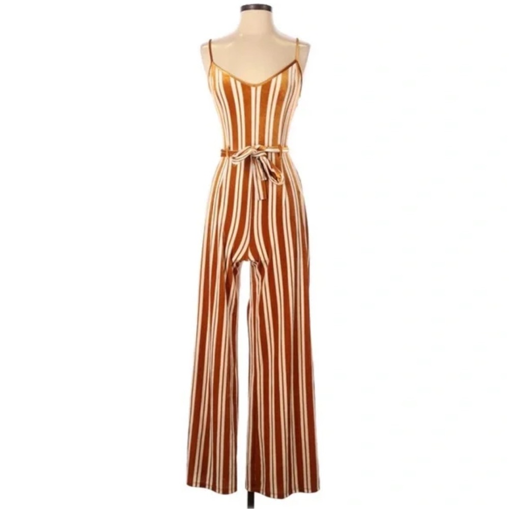 Forever 21 Gold and White Striped Jumpsuit
